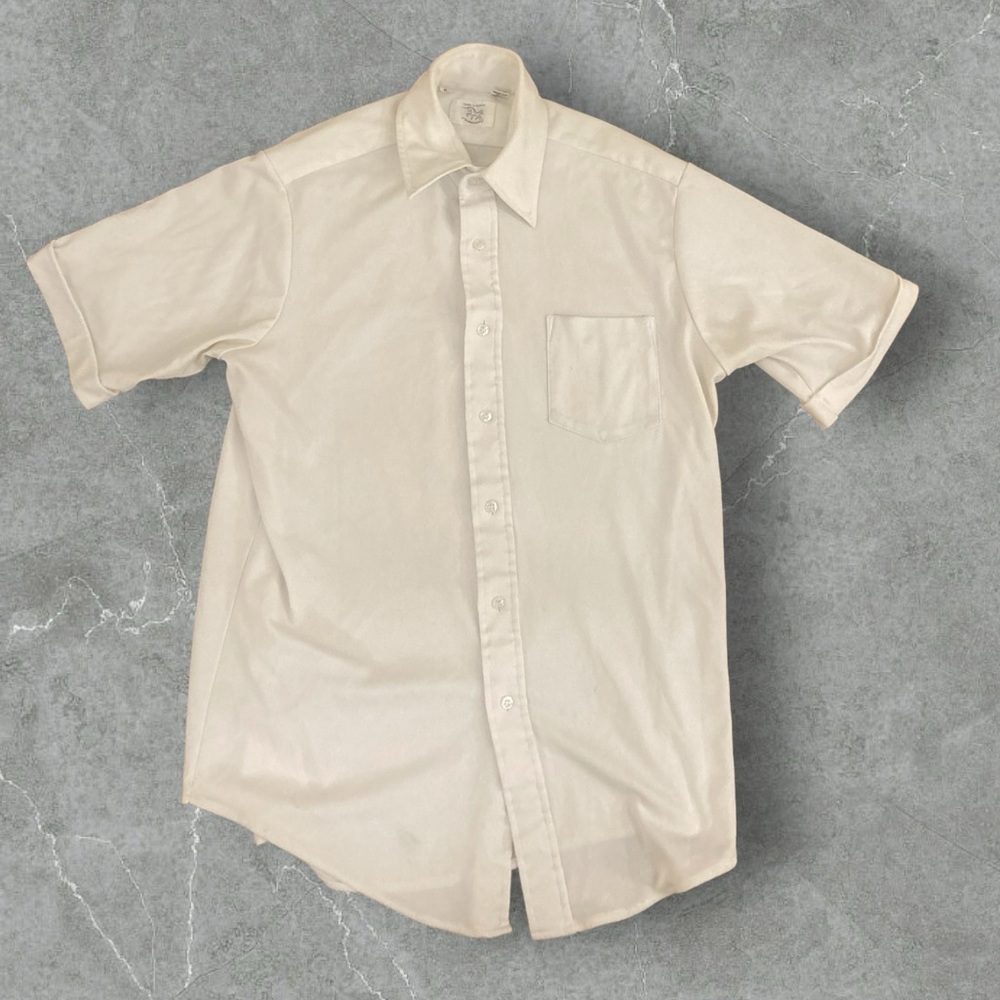 Men’s White Unicorn Short-Sleeve Button-Down Shirt- Size 16